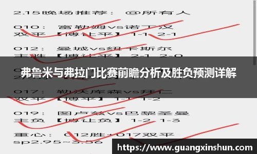 弗鲁米与弗拉门比赛前瞻分析及胜负预测详解